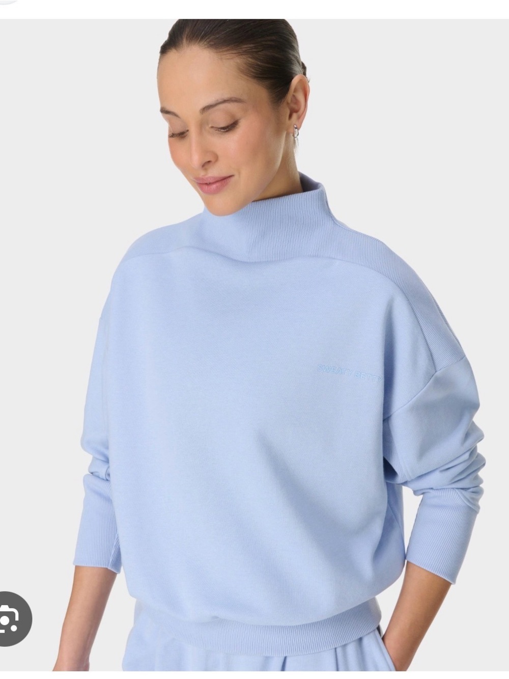Sweaty Betty
Funnel Neck Revive Rib Mix Jumper, Glacier Blue NWT XS